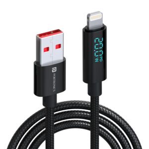 Portronics Konnect View 20W USB to 8 Pin Fast Charging Cable (Black)
