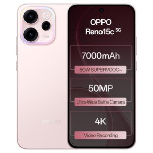 Oppo Reno15c 5G (Afterglow Pink, 12GB RAM, 256GB Storage)